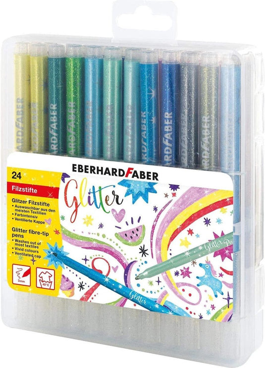 Eberhard faber viltstiften efa glitter assorti opbergetui á 24 kleuren ef-551024