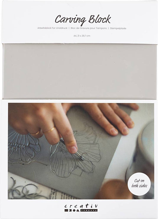 Creativ company cc linoleumplaat rubber 21 x 29,7 cm (a4) lichtgrijs