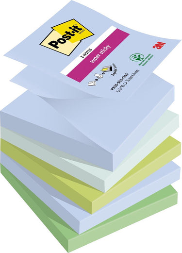 Post-it super sticky super sticky notes post-it r330-5ss-oas blauw, groen