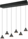 Trio romeo - hanglamp - zwart mat - incl. 6x smd 7 w - plafondbevestiging - traploos in hoogte verstelbaar - dip - schakelaar - niet dimbaar