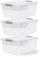 Iris storage opbergbox met clips en inlegtray - 12.5l - organiseerbaar - kunststof -transparant grijs - set van 3