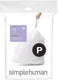 Simplehuman code p afvalzakken - 60 liter - 20 stuks - met trekband - wit