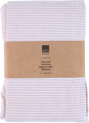 Arti casa tafelkleed 150x240 cm - tafelkleed roze gestreept - tafelkleed materiaal mix polyester katoen lurex - tafelkleed voor eettafel - wit roze