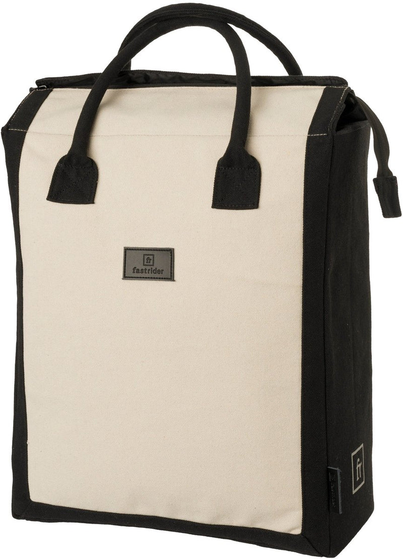 Load image into Gallery viewer, Fastrider classic - fietstas - boodschappentas - 20l - beige - waterafstotend waxed canvas - click en go systeem - reflecterende details
