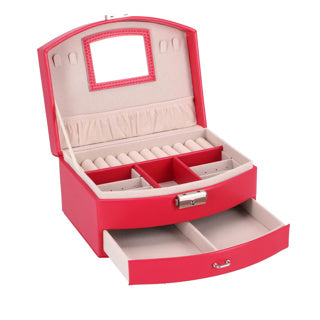 Load image into Gallery viewer, No brand juwelenbox deluxe roze sieradendoosje met spiegel en lade.
