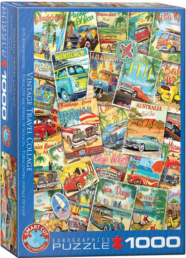Eurographics - vintage reiscollage [vintage travel collage] - 1000 stukjes 48×68cm (b×h) - legpuzzel