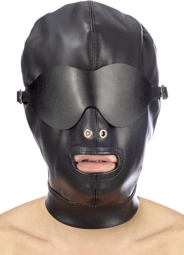 Fetish tentation - bondage masker - vrije neusgaten en mond - afneembare blinddoek - zwart