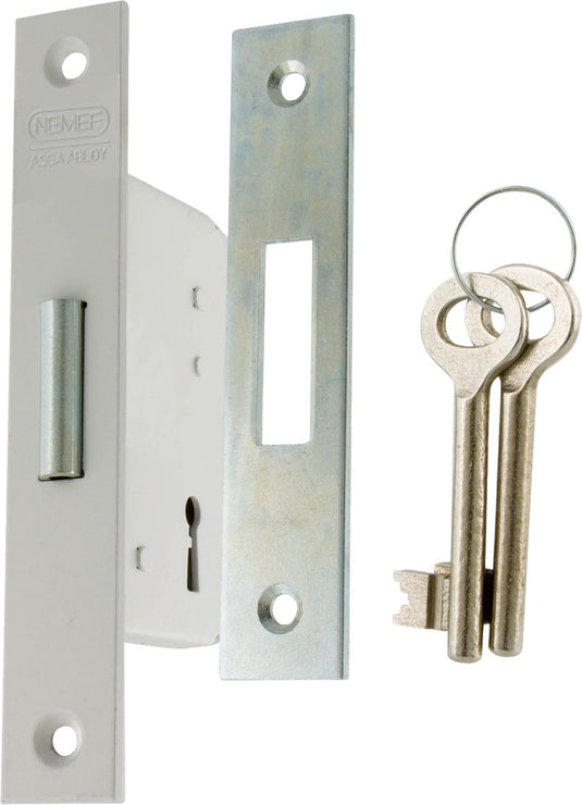 Nemef schuifdeurslot - type 605 40 - rechts en links - 153 x 25 mm - gelakt