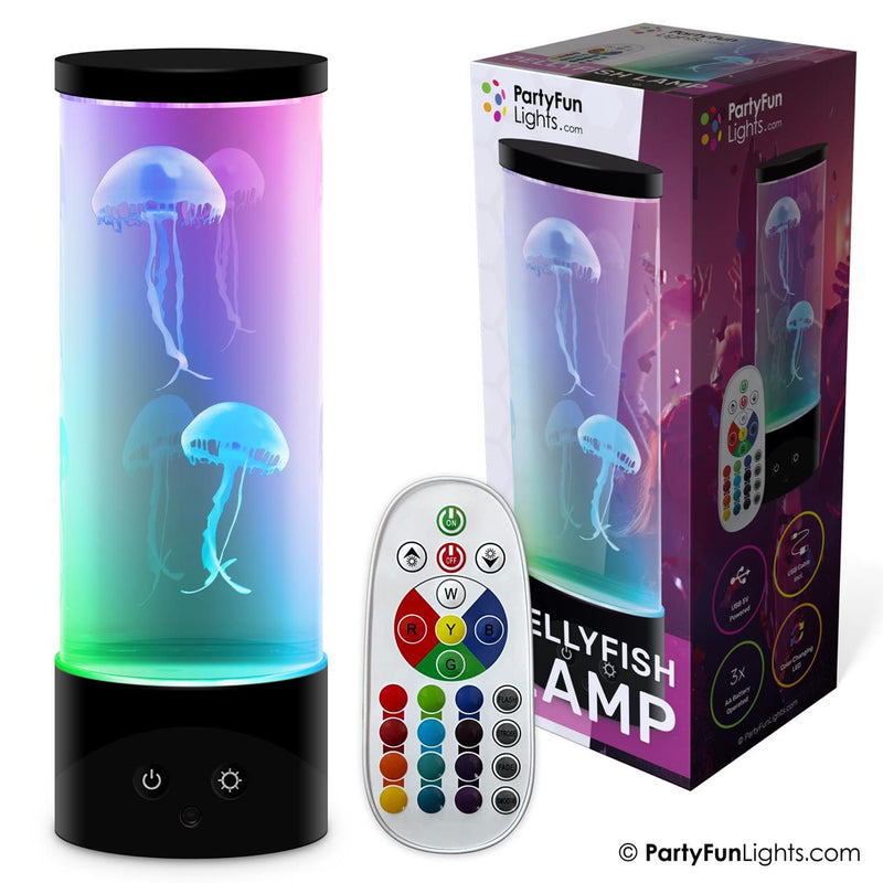 Afbeelding laden in galerijviewer, Partyfun lights partyfunlights - jellyfish aquarium lamp - 2 kwallen - meerdere kleuren - afstandsbediening - nachtlampje kinderen - batterij en usb
