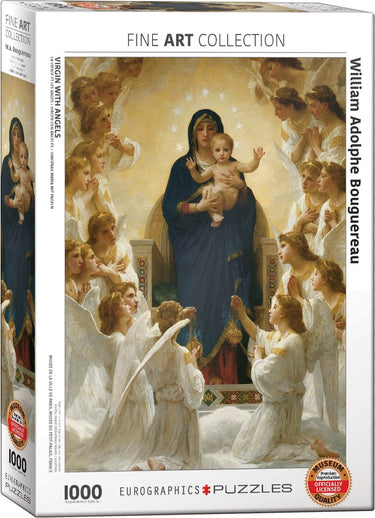 Eurographics - maagd met engelen [vierge aux anges] - william adolphe bouguereau - 1000 stukjes 48×68cm (b×h) - fine art legpuzzel