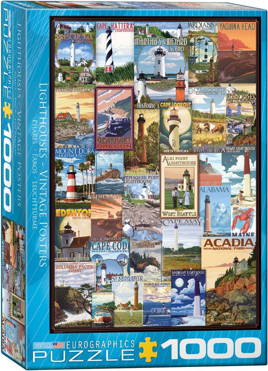 Eurographics - vintage posters van vuurtorens [lighthouses vintage posters] - 1000 stukjes 48×68cm (b×h) - legpuzzel