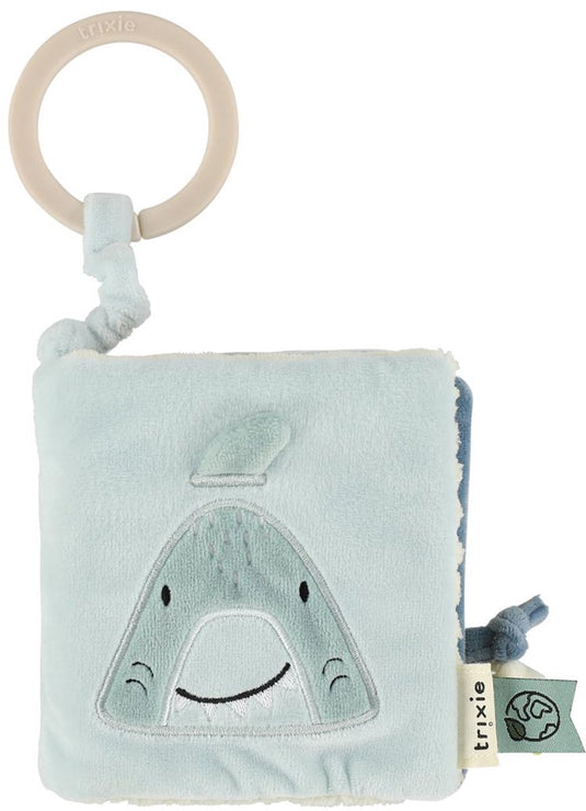 Trixie sensorisch buggyboekje mr. shark - activiteitenboekje voor baby's - kinderwagen speelgoed met labels en texturen