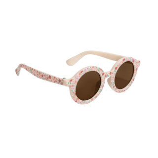 Little dutch zonnebril rond model met bloemenprint roze uv-400