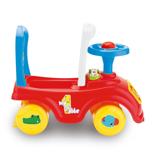 Fisher price loopauto + toeter rood blauw geel