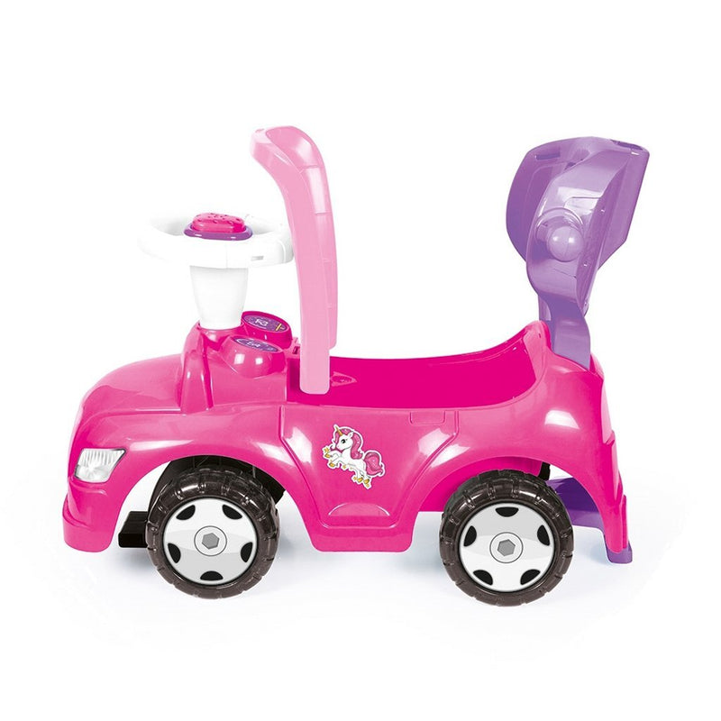 Load image into Gallery viewer, Dolu eenhoorn loopauto met duwstang roze
