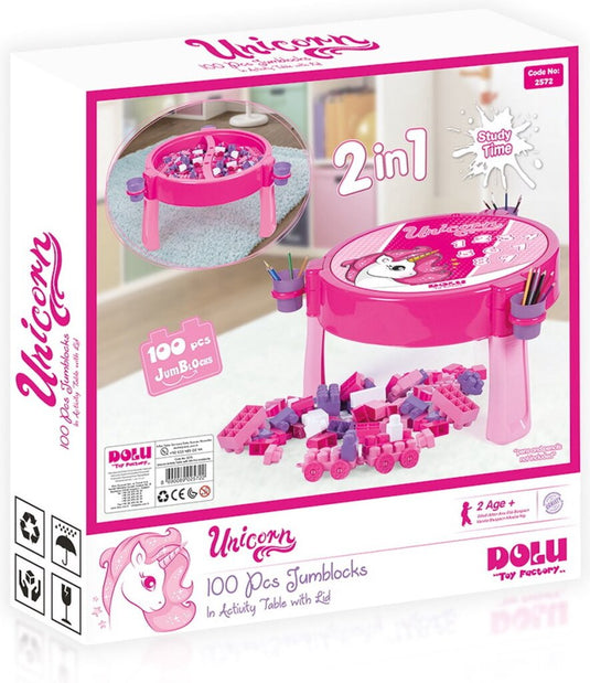 Dolu unicorn activiteiten tafel inclusief 100 blokken