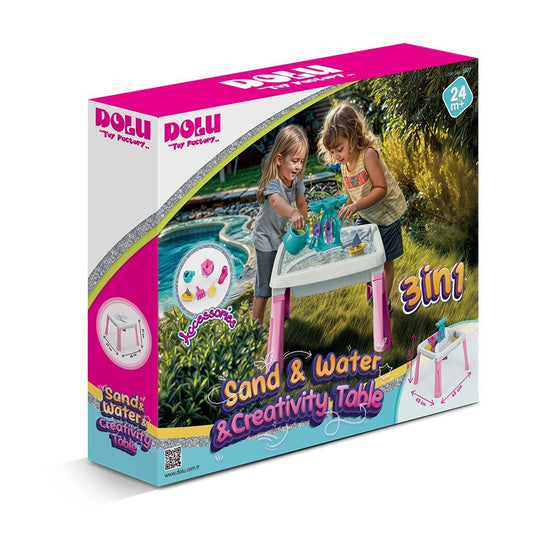 Dolu zand-watertafel + accessoires roze wit