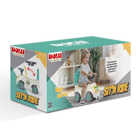 Dolu sit 'n ride turquoise geel loopauto