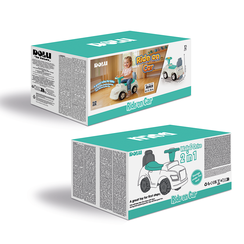 Afbeelding laden in galerijviewer, Dolu step car 2in1 loopauto loopwagen wit blauw
