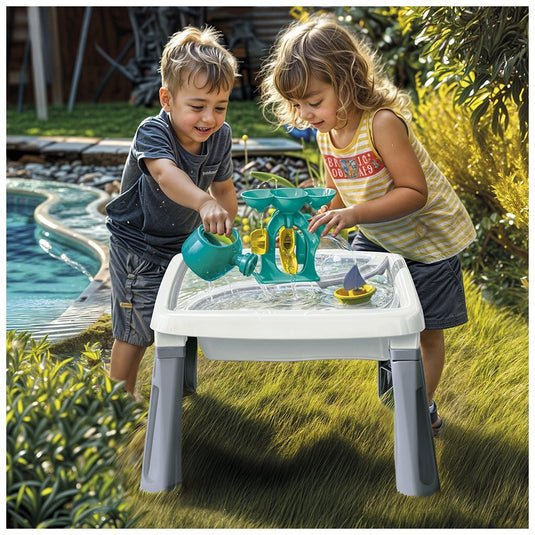 Dolu zand-watertafel + accessoires wit grijs