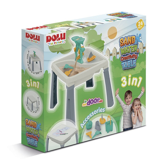 Dolu zand-watertafel + accessoires wit grijs