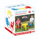 Dolu tafel met 2 stoelen blauw rood geel