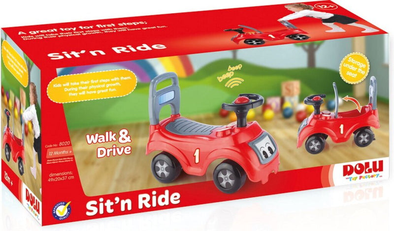 Load image into Gallery viewer, Dolu loopauto met toeter rood zwart 47x37x20.5cm
