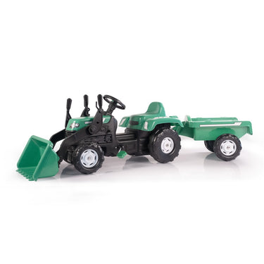 Dolu traptractor met aanhanger voorlader claxon groen zwart