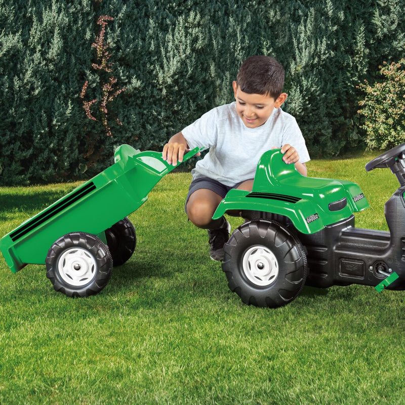 Load image into Gallery viewer, Dolu traptractor met aanhanger voorlader claxon groen zwart
