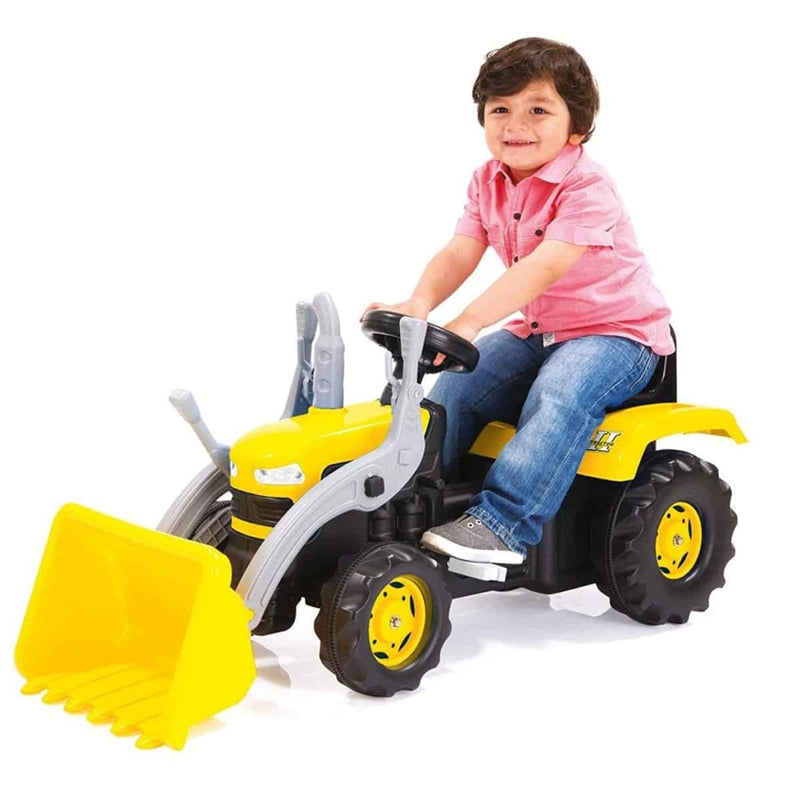Load image into Gallery viewer, Dolu traptractor met voorlader claxon geel zwart
