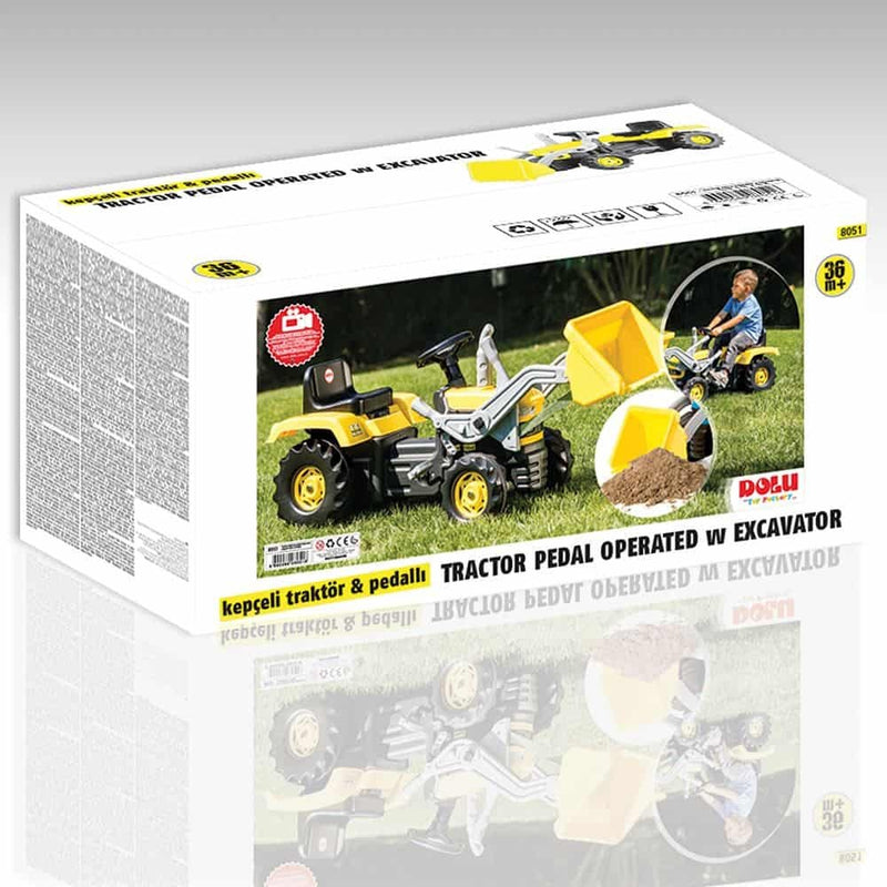 Load image into Gallery viewer, Dolu traptractor met voorlader claxon geel zwart
