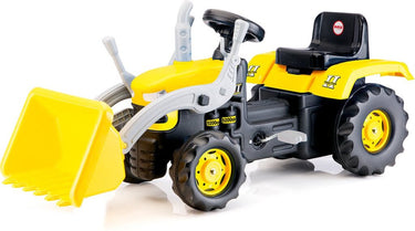 Dolu traptractor met voorlader claxon geel zwart