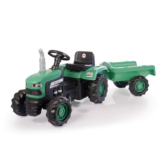 Dolu traptractor met aanhanger claxon groen zwart