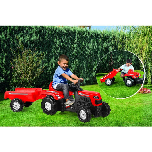 Dolu traptractor met aanhanger rood zwart