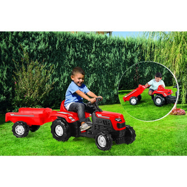 Dolu traptractor met aanhanger claxon rood zwart