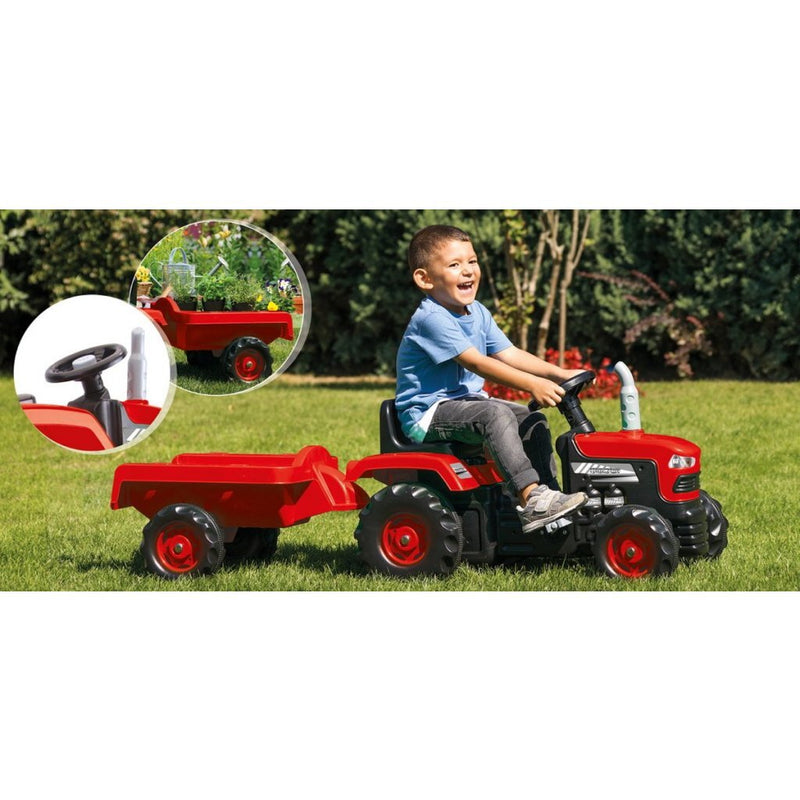 Afbeelding laden in galerijviewer, Dolu traptractor met aanhanger claxon rood zwart
