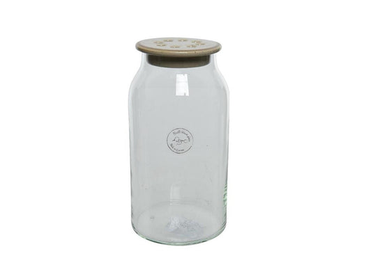 Decoris vaas glas keramiek bloemen schik deksel keramiek ã˜11-h20cm