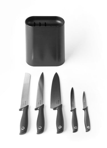 Brabantia tasty+ messenset - met messenblok - dark grey
