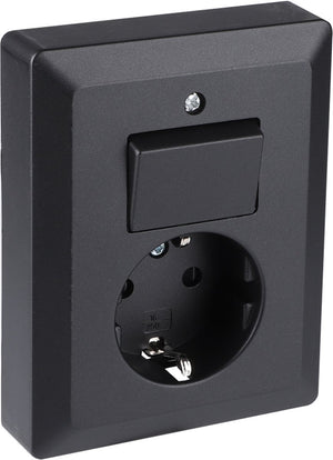 Q-link stopcontact met wisselschakelaar - zwart - combinatie wandcontactdoos - inbouw stopcontact en schakelaar - randaarde
