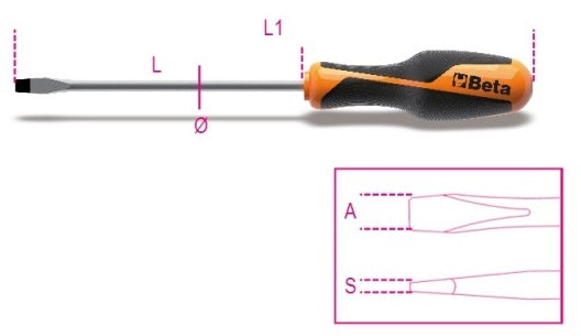 Beta 1260 slotted screwdriver 0.6x3.5x100