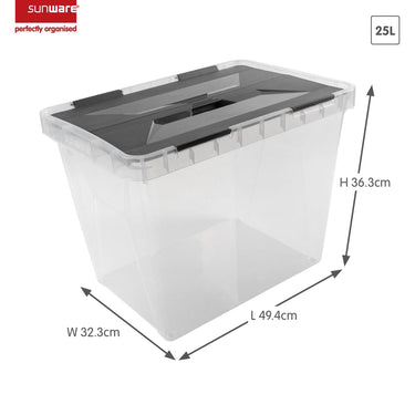 Sunware onyx opbergbox 25l transparant antraciet