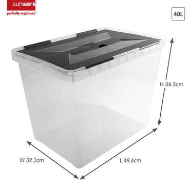 Sunware onyx opbergbox 40l transparant antraciet