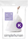 Simplehuman code k afvalzakken - 38 liter - 20 stuks - met trekband - wit