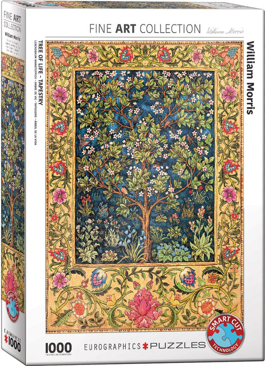 Eurographics - wandtapijt de levensboom [tree of life tapestry] - william morris - 1000 stukjes 48×68cm (b×h) - fine art legpuzzel
