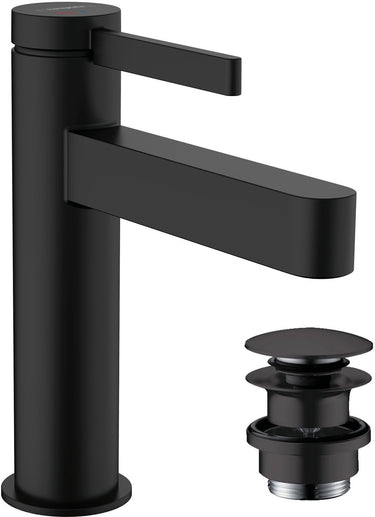 Hansgrohe finoris - wastafelmengkraan - ééngreeps bediening - coolstart energiebesparend - met afvoerplug - 110mm - mat zwart