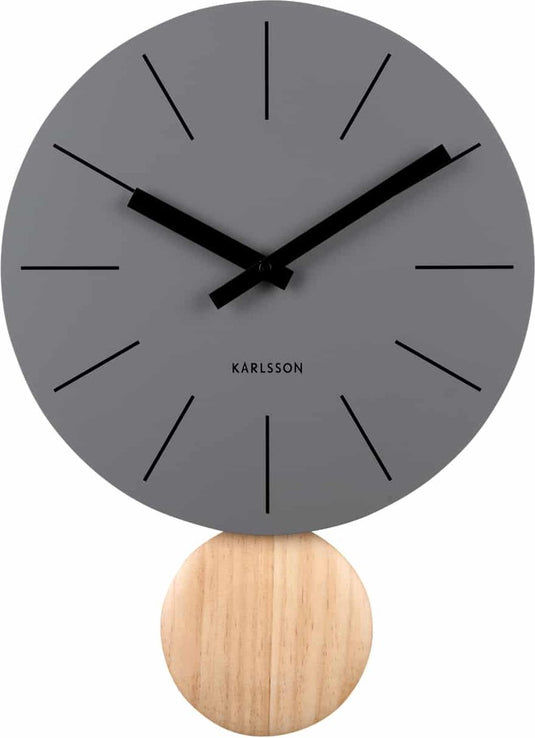 Karlsson wandklok arlo pendulum - grijs - ø30cm - wandklok scandinavisch