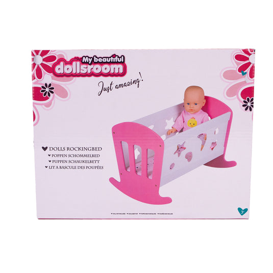 My beautiful dolls room my beautiful dollsroom houten poppenbed 49x37x35 cm roze wit