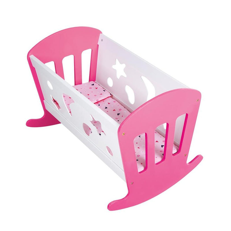 Load image into Gallery viewer, My beautiful dolls room my beautiful dollsroom houten poppenbed 49x37x35 cm roze wit

