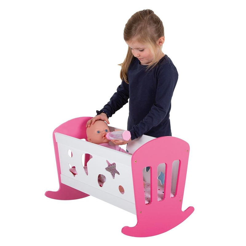 Load image into Gallery viewer, My beautiful dolls room my beautiful dollsroom houten poppenbed 49x37x35 cm roze wit
