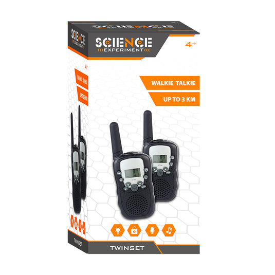 Science walkie talkie twinset zwart 3 km